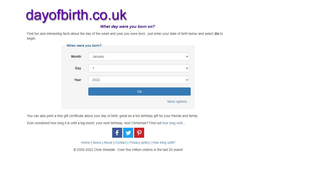 dayofbirth.co.uk - What day were you born on?